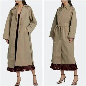 Vince Midi Duster Trench Coat Tan Size XL